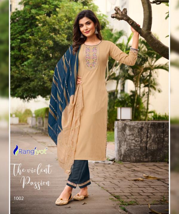 Rangjyot Veena Vol 1 Rayon Designer Excluisve Readymade Suit